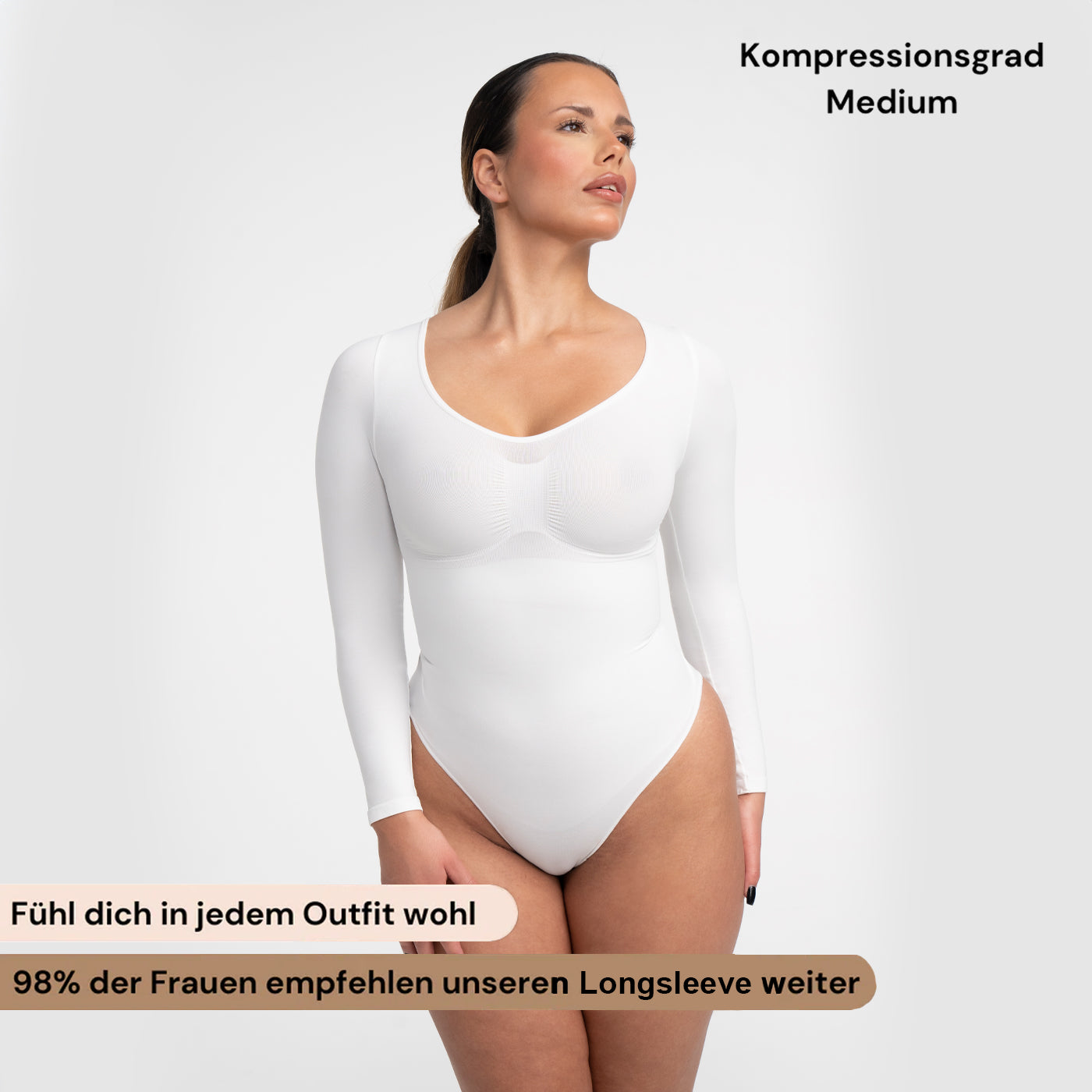 Bodysuit Sculpting Shapewear Longsleeve mit String - Secret Sale