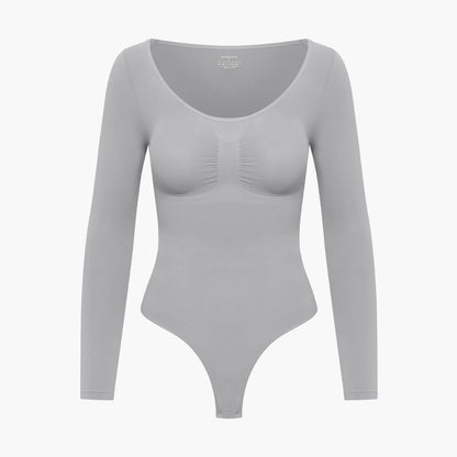 Bodysuit Sculpting Shapewear Longsleeve mit String - Secret Sale