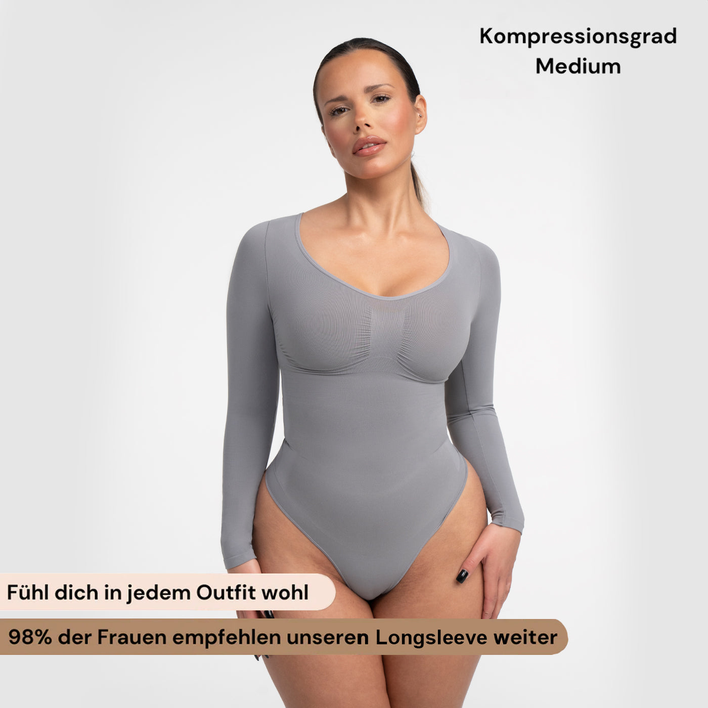 Bodysuit Sculpting Shapewear Longsleeve mit String - Secret Sale