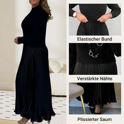 🥰Elegante und stilvolle Faltenkleider mit Rundhalsausschnitt für Damen📦